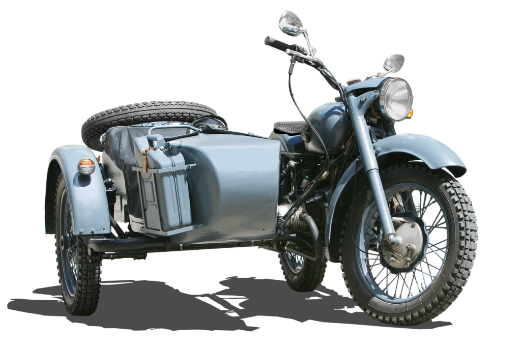 bmw 500, old motorcycle sidecar, isolated